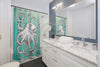 White Octopus Teal Ink Shower Curtain Home Decor