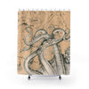 White Octopus Tentacles Kraken Beige Vintage Map Shower Curtains 71 X 74 Home Decor