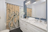 White Octopus Tentacles Kraken Beige Vintage Map Shower Curtains Home Decor