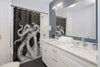 White Octopus Tentacles Kraken Black Vintage Map Shower Curtains Home Decor
