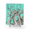 White Octopus Tentacles Kraken Teal Vintage Map Shower Curtains 71 X 74 Home Decor