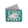 White Octopus Tentacles Teal Vintage Map Laptop Sleeve