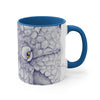 White Octopus Yellow Ink Navy Blue On Art Accent Coffee Mug 11Oz