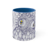 White Octopus Yellow Ink Navy Blue On Art Accent Coffee Mug 11Oz /