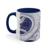 White Octopus Yellow Ink Navy Blue On Art Accent Coffee Mug 11Oz
