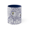 White Octopus Yellow Ink Navy Blue On Art Accent Coffee Mug 11Oz