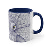 White Octopus Yellow Ink Navy Blue On Art Accent Coffee Mug 11Oz /