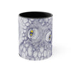 White Octopus Yellow Ink Navy Blue On Art Accent Coffee Mug 11Oz Black /