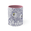 White Octopus Yellow Ink Navy Blue On Art Accent Coffee Mug 11Oz Pink /