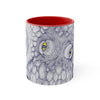 White Octopus Yellow Ink Navy Blue On Art Accent Coffee Mug 11Oz Red /