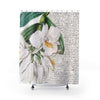 White Orchid Crayon Calligraphy Chic Shower Curtain 71 × 74 Home Decor