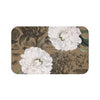 White Peonies Brown Chic Bath Mat Large 34X21 Home Decor