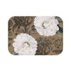 White Peonies Brown Chic Bath Mat Small 24X17 Home Decor