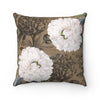 White Peonies Brown Floral Chic Square Pillow Home Decor