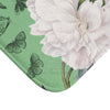 White Peonies Green Chic Bath Mat Home Decor