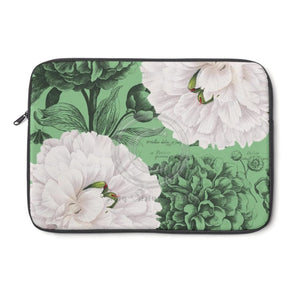 White Peonies Green Collage Laptop Sleeve 13