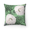 White Peonies Green Floral Chic Square Pillow 14X14 Home Decor