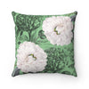 White Peonies Green Floral Chic Square Pillow Home Decor