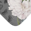 White Peonies Grey Chic Bath Mat Home Decor