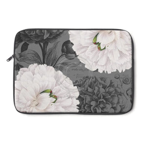 White Peonies Grey Collage Laptop Sleeve 13