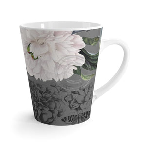 White Peonies Grey Vintage Latte Mug 12Oz Mug