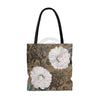 White Peonies Lace Brown Chic Tote Bag Bags