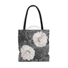 White Peonies Lace Grey Chic Tote Bag Bags