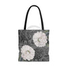 White Peonies Lace Grey Chic Tote Bag Large Bags