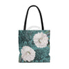 White Peonies Lace Teal Chic Tote Bag Bags