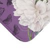 White Peonies Purple Chic Bath Mat Home Decor