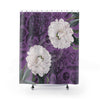 White Peonies Purple Floral Chic Shower Curtain 71X74 Home Decor