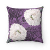 White Peonies Purple Floral Chic Square Pillow 14X14 Home Decor