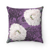 White Peonies Purple Floral Chic Square Pillow Home Decor
