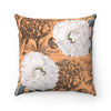 White Peonies Tangerine Floral Chic Square Pillow 14X14 Home Decor