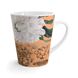 White Peonies Tangerine Vintage Latte Mug 12Oz Mug