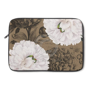 White Peonies Taupe Brown Collage Laptop Sleeve 13