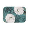 White Peonies Teal Chic Bath Mat Small 24X17 Home Decor