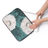 White Peonies Teal Collage Laptop Sleeve