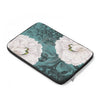 White Peonies Teal Collage Laptop Sleeve