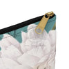White Peony Teal Vintage Accessory Pouch Bags