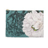 White Peony Teal Vintage Accessory Pouch Bags