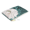 White Peony Teal Vintage Accessory Pouch Bags