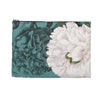 White Peony Teal Vintage Accessory Pouch Bags