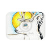 White Roe Deer Sun Yellow Ink Art Bath Mat 24 × 17 Home Decor