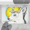 White Roe Deer Sun Yellow Ink Art Bath Mat Home Decor