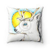 White Roe Deer Sun Yellow Ink Art Square Pillow Home Decor