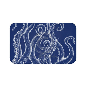 White Tentacles Blue Ink Bath Mat Large 34X21 Home Decor