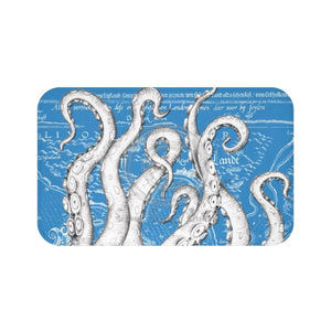 White Tentacles Blue Nautical Bath Mat Large 34X21 Home Decor