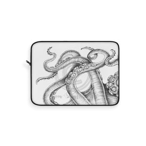 White Tentacles Kraken Ink Art Laptop Sleeve 15