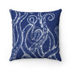 White Tentacles Octopus Blue Square Pillow Home Decor